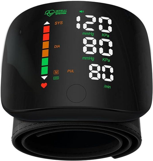 Wrist Blood Pressure Monitor Led Display, Touch Screen Wrist Blood Pressure Cuff 99X2 Reading Memory Wrist Bp Monitor with Carrying Case(Black) Health Monitoring Adjustable