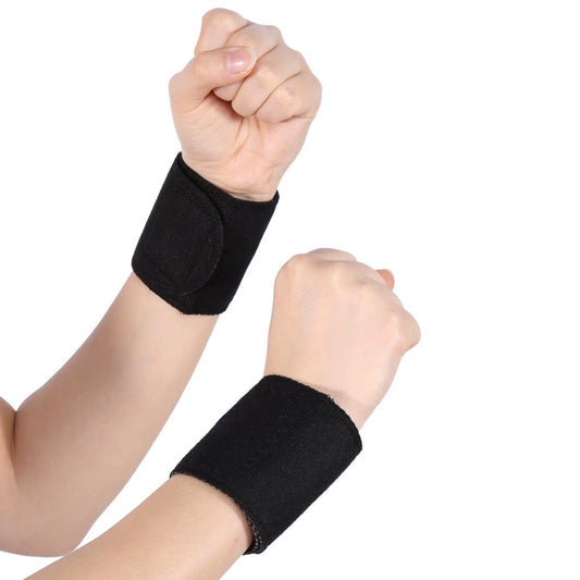 1 Pair Tourmaline Self-Heating Magnetic Therapy Wrist Support Brace for Pain Relief & Massage