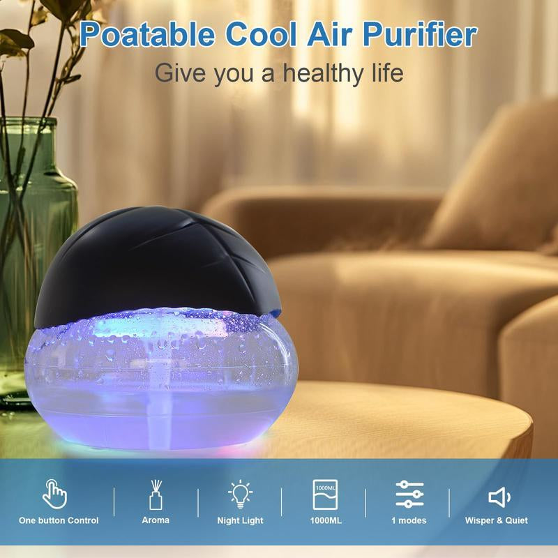 Water Based Purifier Water Air Washerhousehold Small Air Cleaner Air Freshenerl Air Washerl Air Diffuserl Air Cleaner| Air Purifier with 7 Color Changing Light for Rooms,Office, Kitchen, Garage Air Twister Household Small Air Cleaner