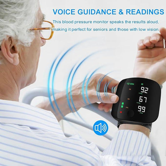 Wrist Blood Pressure Monitor Led Display, Touch Screen Wrist Blood Pressure Cuff 99X2 Reading Memory Wrist Bp Monitor with Carrying Case(Black) Health Monitoring Adjustable
