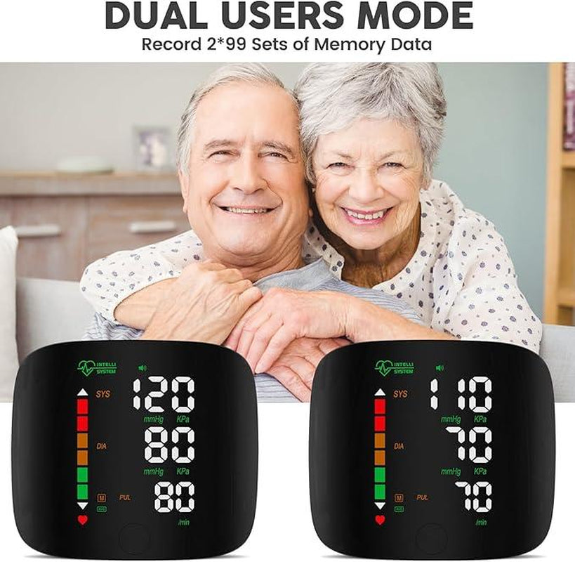 Wrist Blood Pressure Monitor Led Display, Touch Screen Wrist Blood Pressure Cuff 99X2 Reading Memory Wrist Bp Monitor with Carrying Case(Black) Health Monitoring Adjustable