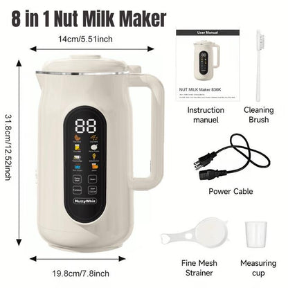 8-In-1 Nut Milk Maker Machine, 42Oz Homemade Almond, Soy, Oat, Juice, Plant-Based and Dairy Free Beverages,Automatic Almond Milk Maker, LED Panel/Delay Start/Keep Warm/Boil Water/Self Clean