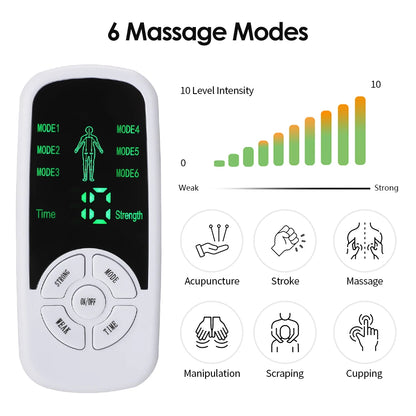 Electric Massage Tens Machine Body Massager EMS Muscle Stimulator Vibrators Meridian Pulse Electrotherapy Physical Therapy Tool