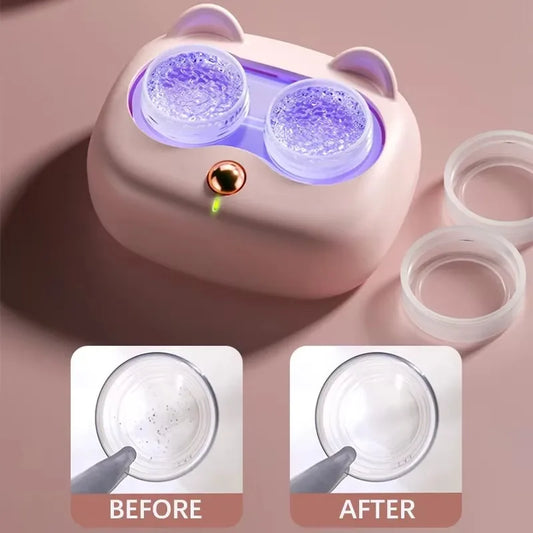Ultrasonic Contact Lens Cleaner with Removable Box | Portable, Battery-Free Cleaning Machine