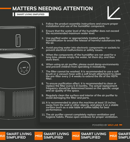 Air Purifier and Humidifier for Home, againts Allergies, Pets Hair, Smoking, Dust