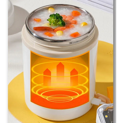 600ML USB Electric Heating Lunch Box, Portable For Picnic, Drink and Food Heater, Stainless Steel Food Warmer Container