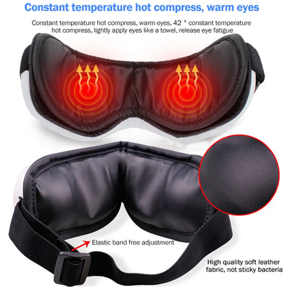 6D Smart Vibration Eye Massager With Hot Airbag Compress, Bluetooth, Music, Eye Massage, Sleep Mask