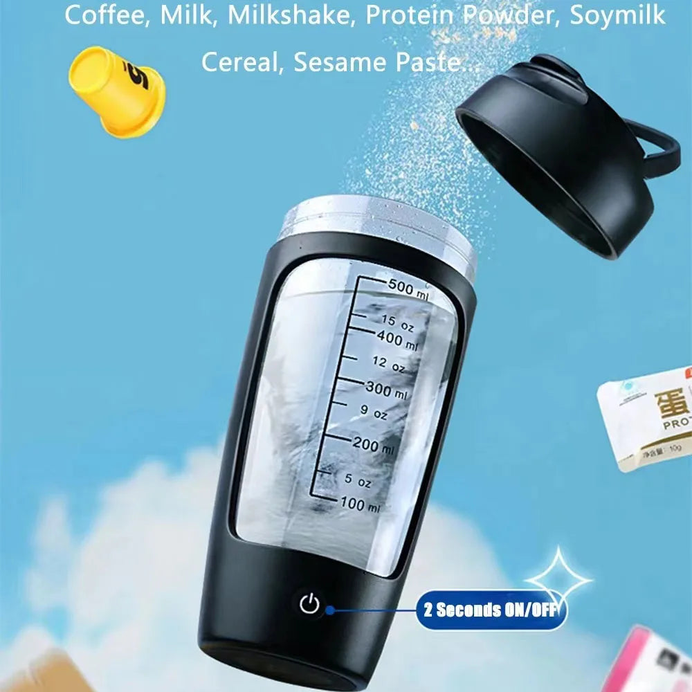 Electric Protein Shaker Bottle, Portable, Rechargeable Blender Cup Automatic Self Stirring Mug