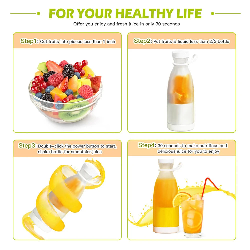 Multi-Functional Mini Juicer, Portable Juice Cup, Blender Bottle, USB Rechargeable