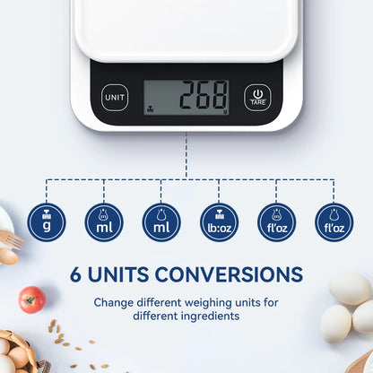 5kg Smart Kitchen Food Scale, Electronic, Nutrition Facts, Meal Scale, Calorie Measuring Scale with Smart App