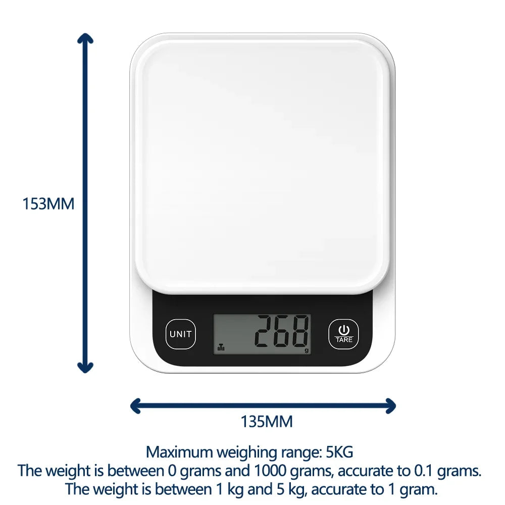 5kg Smart Kitchen Food Scale, Electronic, Nutrition Facts, Meal Scale, Calorie Measuring Scale with Smart App