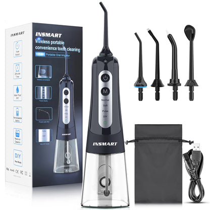 INSMART Oral Irrigator, Dental Water Flosser, Waterproof Portable Dental Water Jet Floss For Teeth Cleaning and Whitening