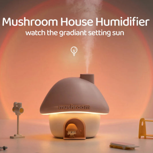 Cartoon Air Humidifier 300ml Mini Essential Oil Aroma Diffusers Colorful Lighting Cute Mushroom House Home Ultrasonic Humidifier