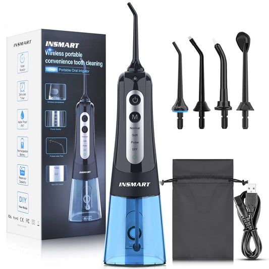 INSMART Oral Irrigator, Dental Water Flosser, Waterproof Portable Dental Water Jet Floss For Teeth Cleaning and Whitening