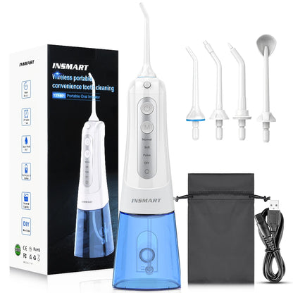 INSMART Oral Irrigator, Dental Water Flosser, Waterproof Portable Dental Water Jet Floss For Teeth Cleaning and Whitening