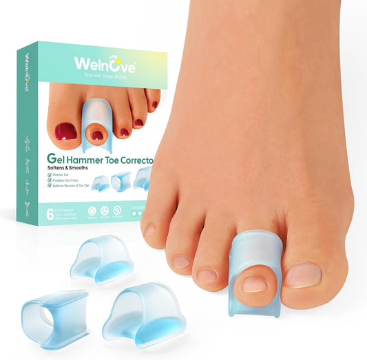 Hammer Toe Corrector: Toe Straightener - Bunion Corrector & Broken Toe, 3 Different Size for Women and Men, 6PCS, Blue