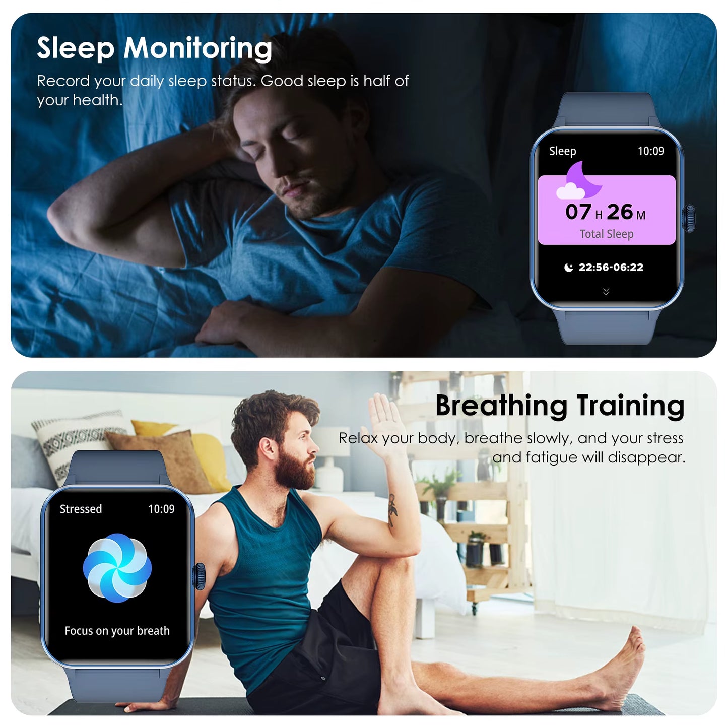 1.85” Full Touch HD Smartwatch Bluetooth Calling Smart Watch Voice Assistant with 100+ Sports Fitness Tracking