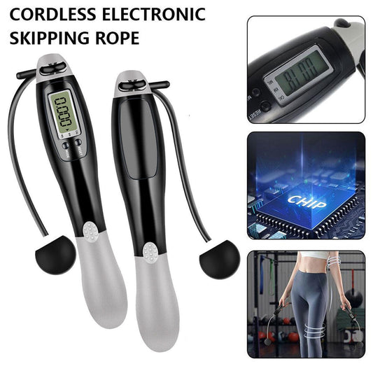 Cordless Skipping Rope Jump Ropes Smart Screen with Weighted for Sports Fitness