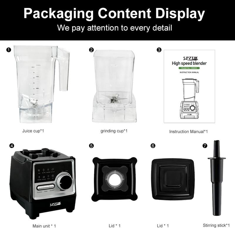 SPZTJK Professional Blender,Kitchen for Blender 68Oz BPA Free 2 Containers Countertop Blenders, Ice Cream Machine, Ice Crushing&Max.2400Watts/1000Watts Blender and Grinder Combo 24000RPM , Smoothies/Juice/Nuts Butter/Food Processor/Kitchen Appliances
