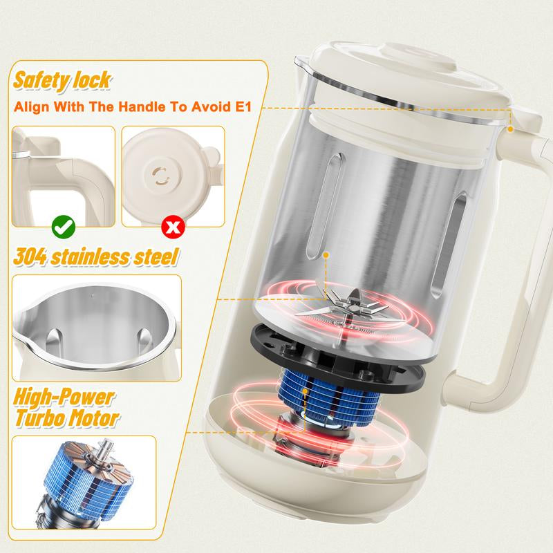 8-In-1 Nut Milk Maker Machine, 42Oz Homemade Almond, Soy, Oat, Juice, Plant-Based and Dairy Free Beverages,Automatic Almond Milk Maker, LED Panel/Delay Start/Keep Warm/Boil Water/Self Clean