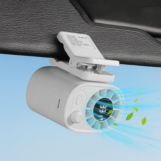 【Freeship】Portable 360° Rotating Car Clip-On Fan with LED Display,100 Speed Settings, USB Rechargeable, 1800Mah Battery, Quiet Personal Cooling Fan for Outdoor Travel, Hiking & On-The-Go Comfort
