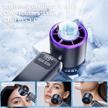 【Tiktok Shop Super Deal】Portable Handheld Fan Turbo for Travel, Mini Personal Rechargeable Fans, Extreme Ice Cooling Plate,Led Display, HD Display ＆ Lanyard, 1-100 Speed,Up to 20H Use,Foldable Lash Fan,Perfect Gifts for Women,Child